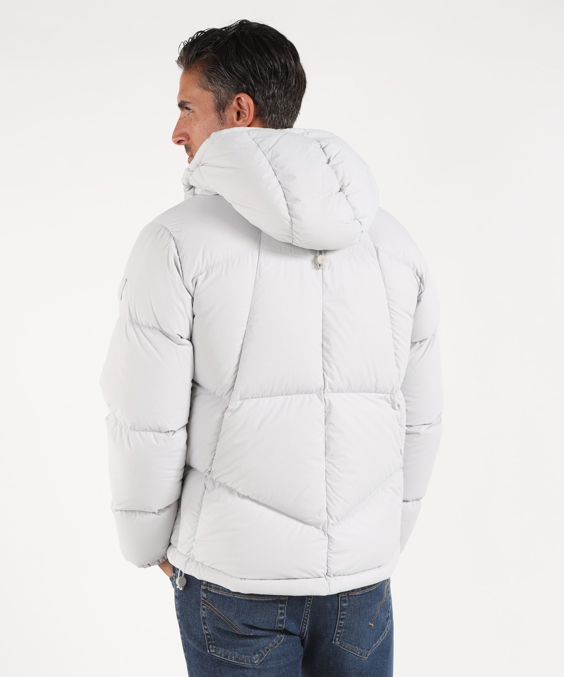 Bomber K-WAY Piumino con Effetto Esagonale in Piuma d'Anatra Grigio | K-WAY