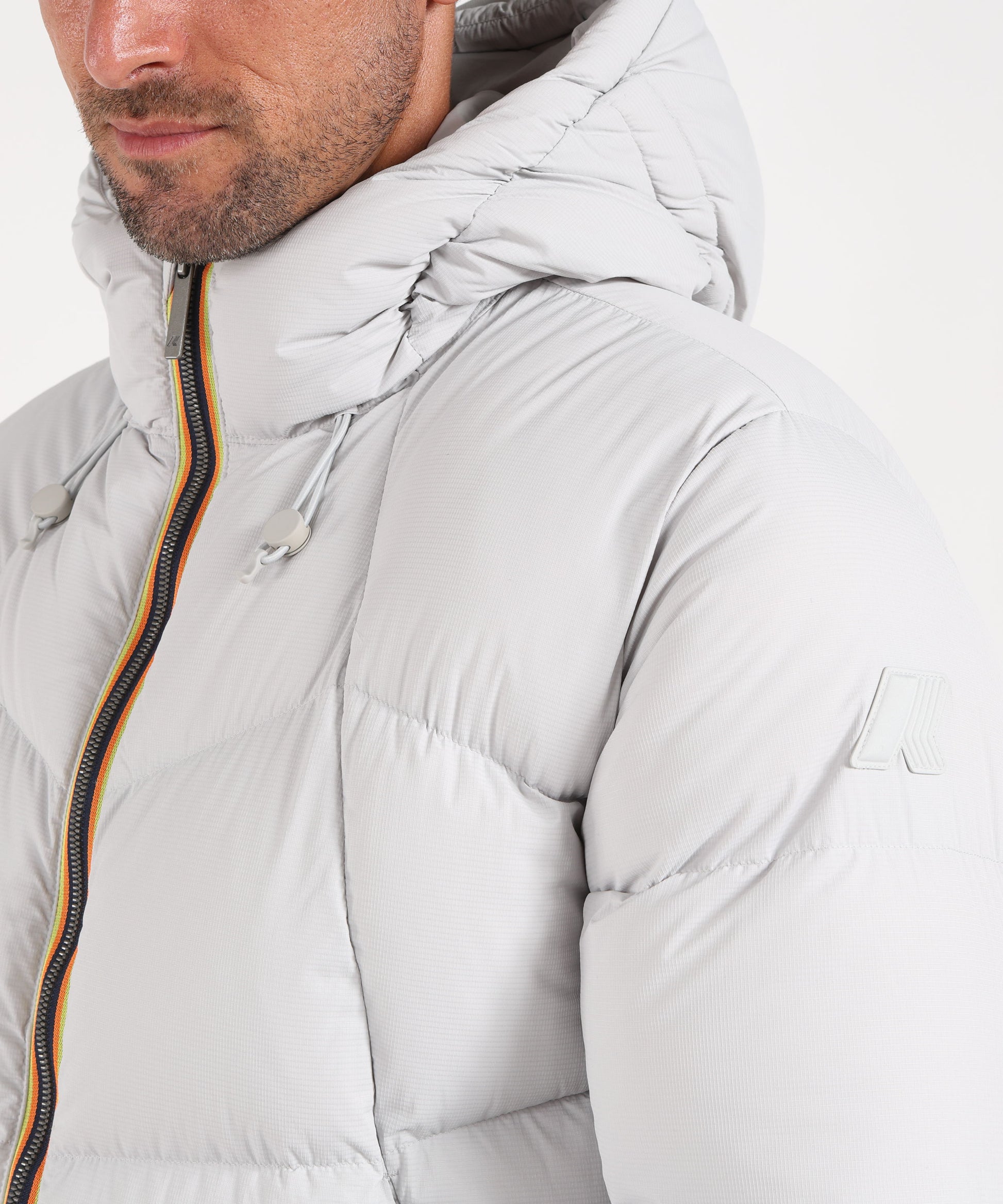 Bomber K-WAY Piumino con Effetto Esagonale in Piuma d'Anatra Grigio | K-WAY
