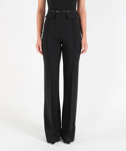 Trousers ELISABETTA FRANCHI Stretch double-crepe trousers Nero | ELISABETTA FRANCHI