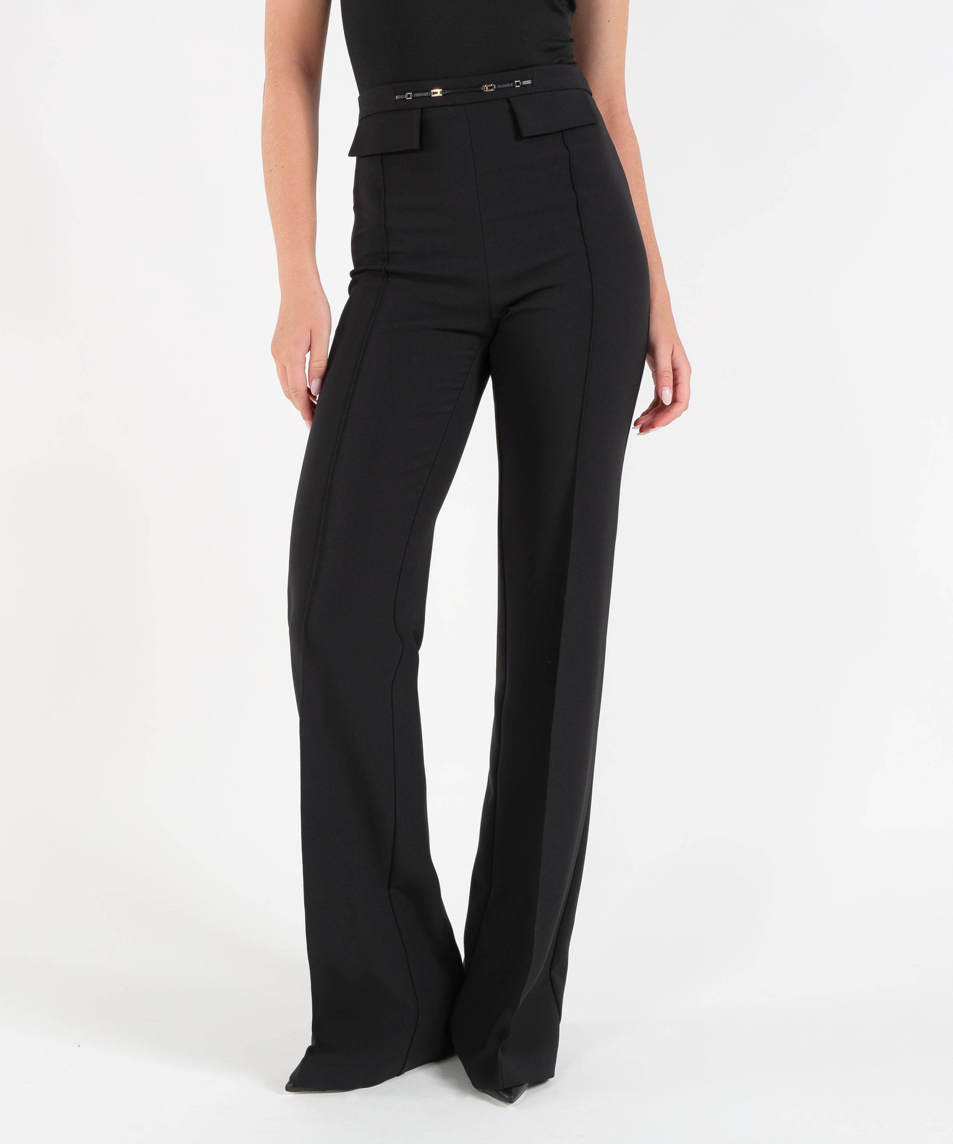 Pantaloni ELISABETTA FRANCHI Pantaloni in doppio crêpe stretch Nero | ELISABETTA FRANCHI