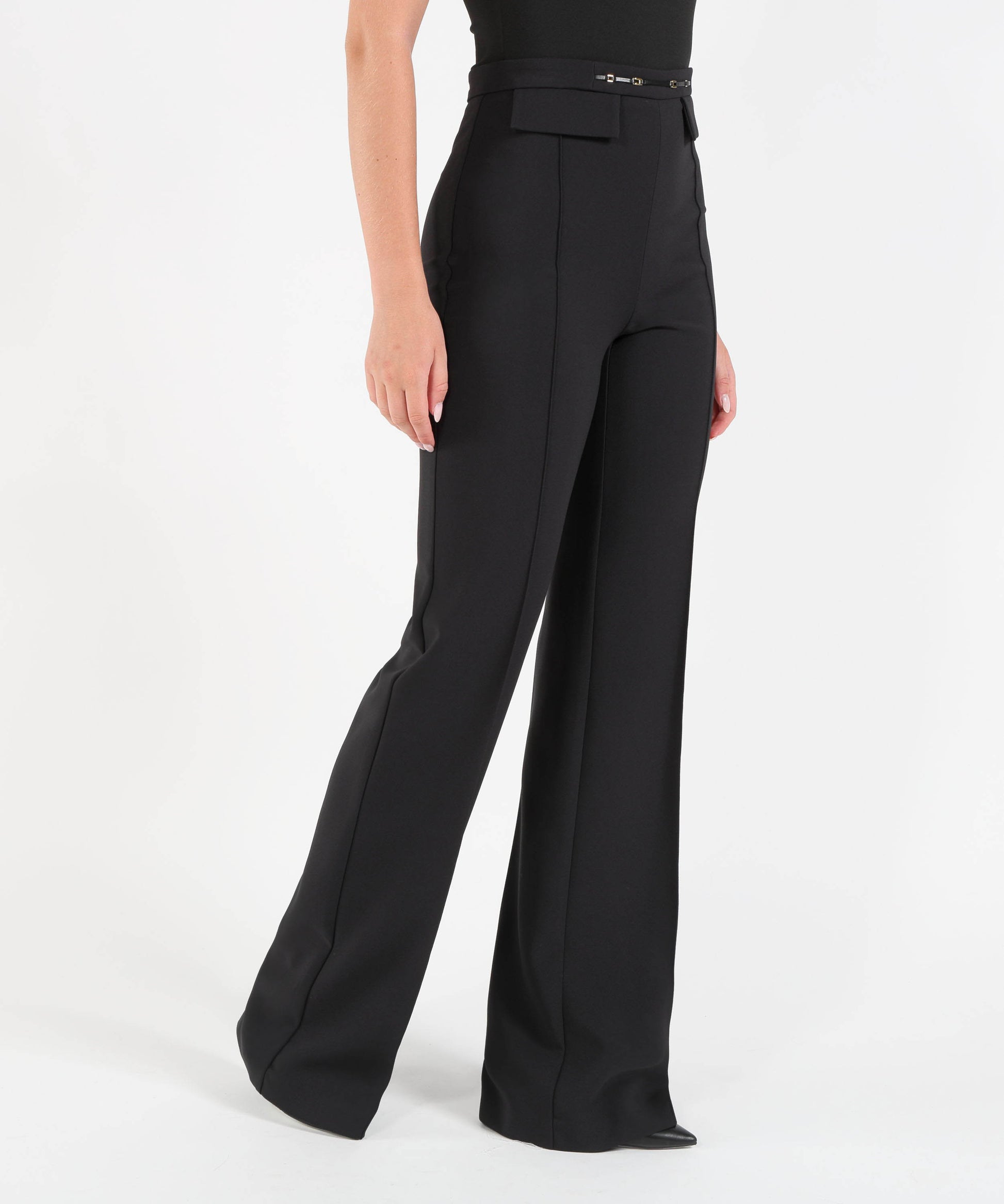 Pantaloni ELISABETTA FRANCHI Pantaloni in doppio crêpe stretch Nero | ELISABETTA FRANCHI
