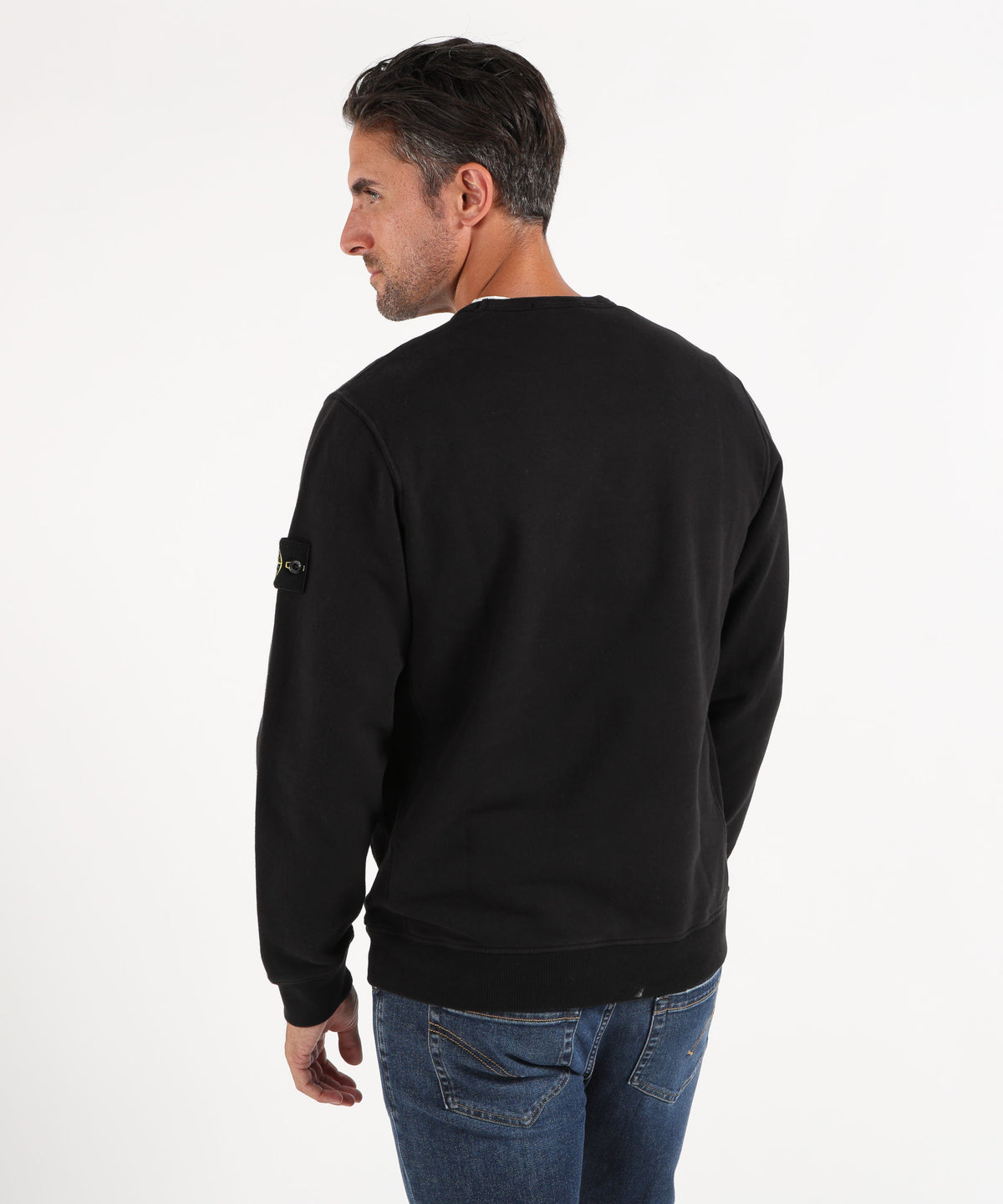 STONE ISLAND BRUSHED ORGANIC COTTON FLEECE Felpa girocollo vestibilità regular con inserti a costine