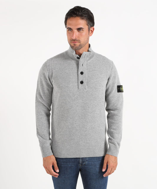 STONE ISLAND Sweater with short zip and felt details