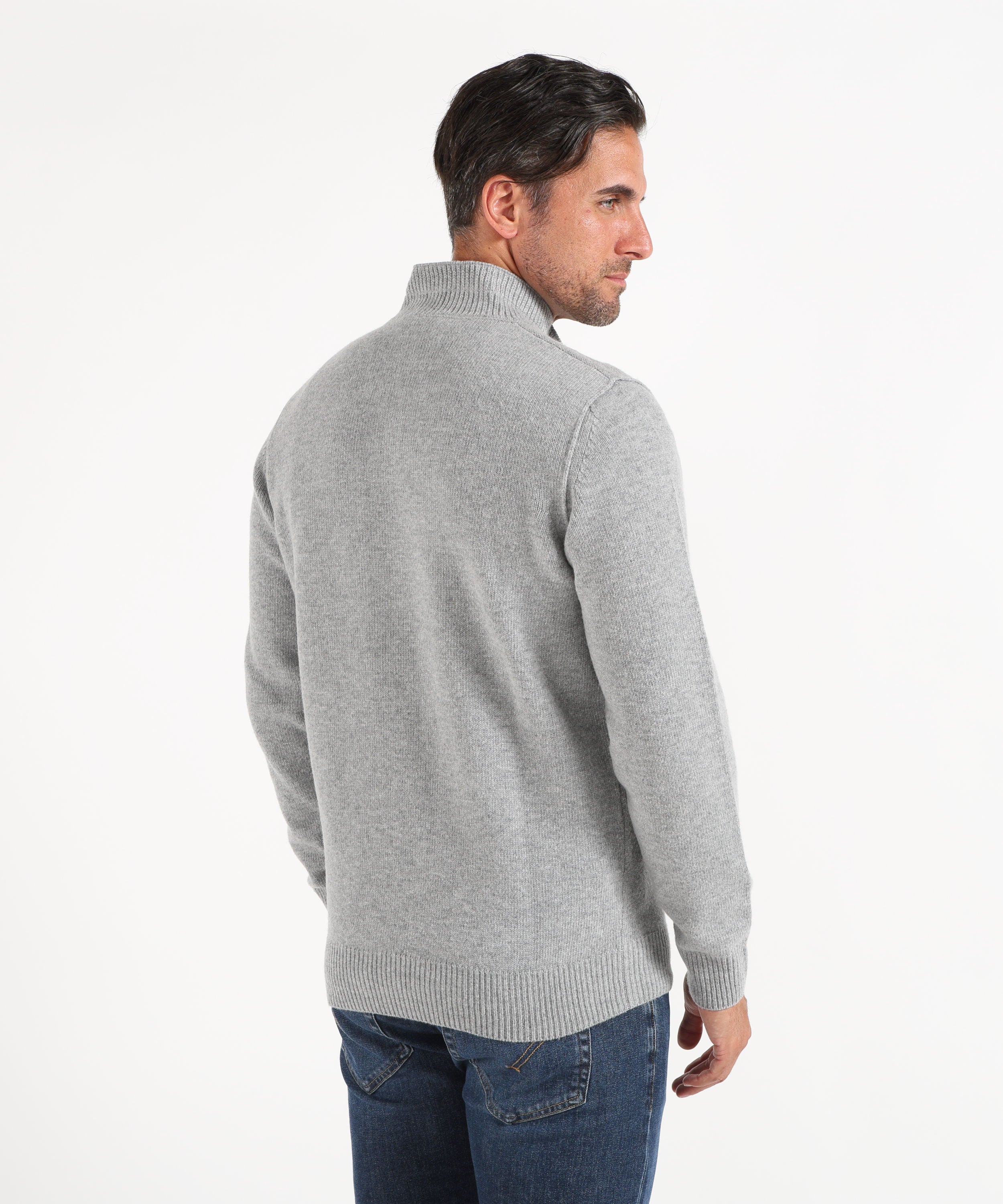 Knitwear STONE ISLAND Sweater with short zip and felt details Grigio melange | STONE ISLAND