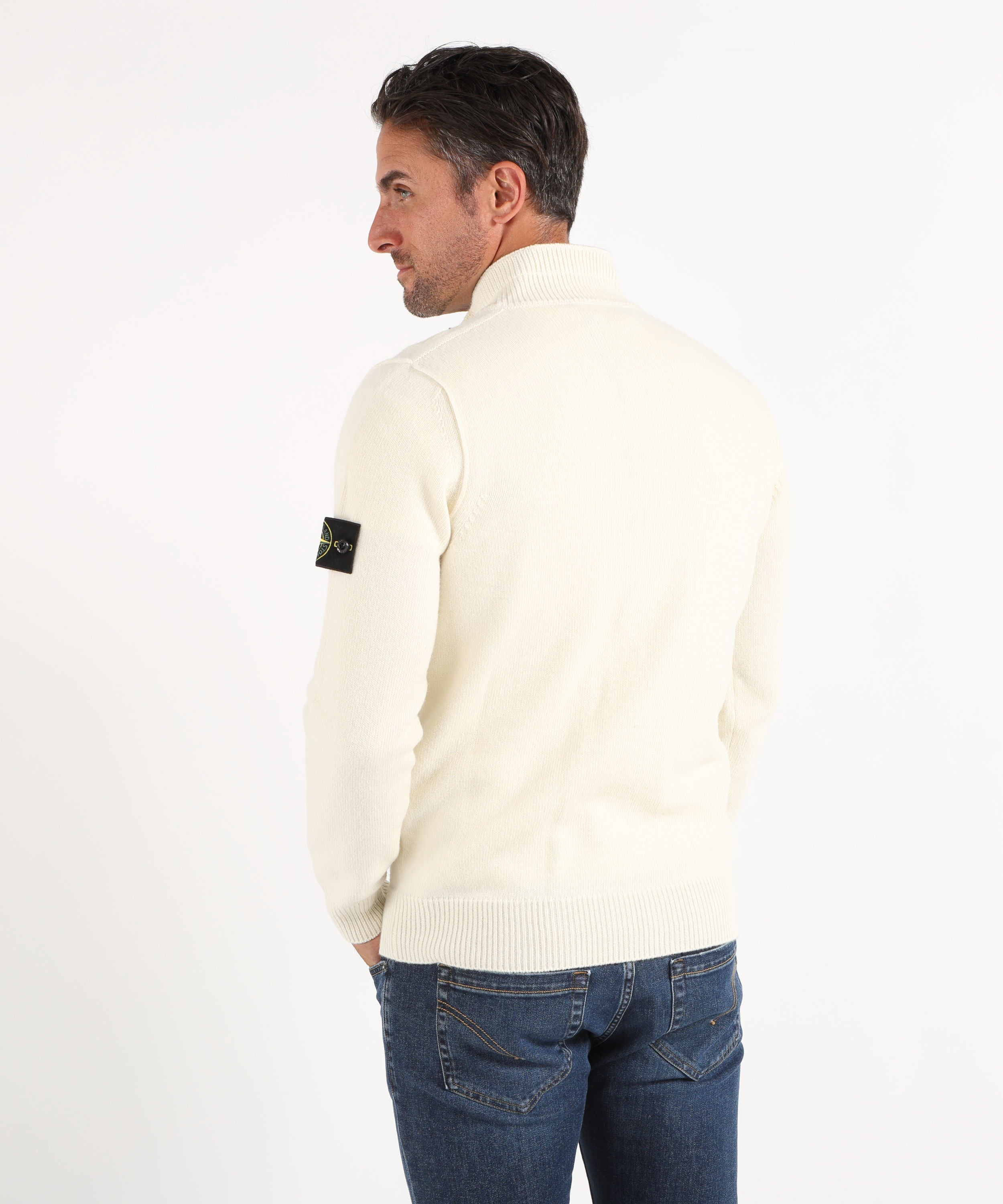 Knitwear STONE ISLAND Sweater with short zip and felt details Avorio | STONE ISLAND