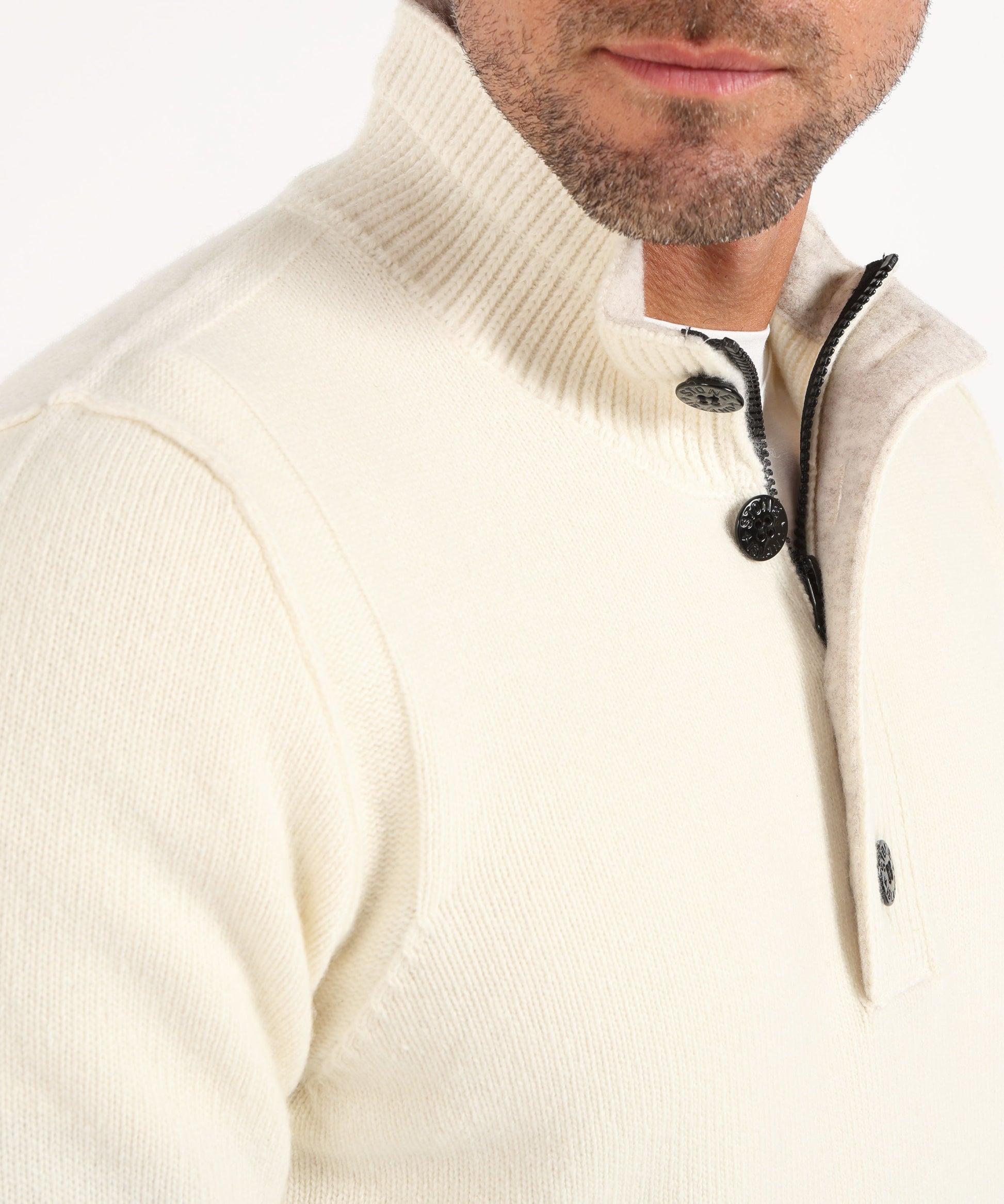 Knitwear STONE ISLAND Sweater with short zip and felt details Avorio | STONE ISLAND