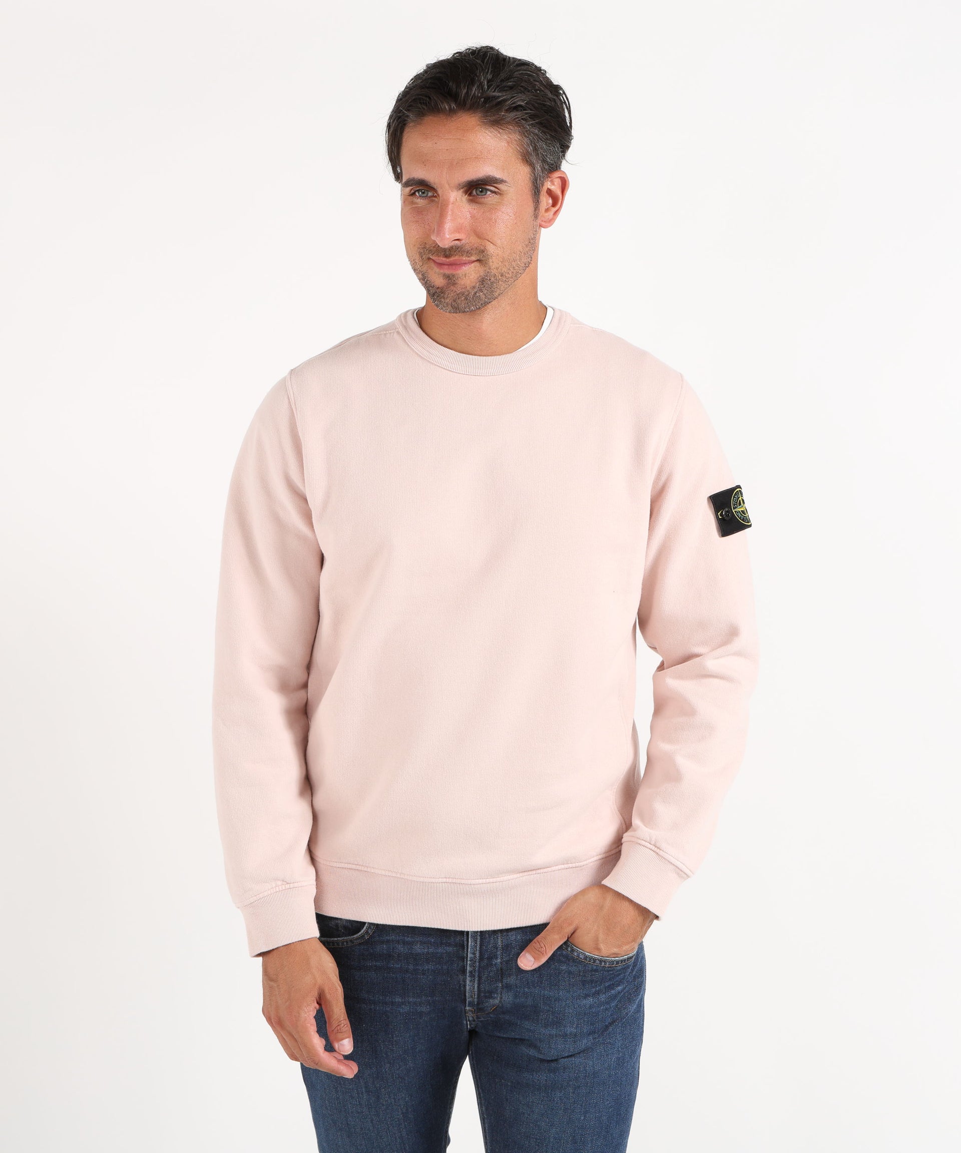 STONE ISLAND BRUSHED ORGANIC COTTON FLEECE
Felpa girocollo vestibilità regular con inserti a costine