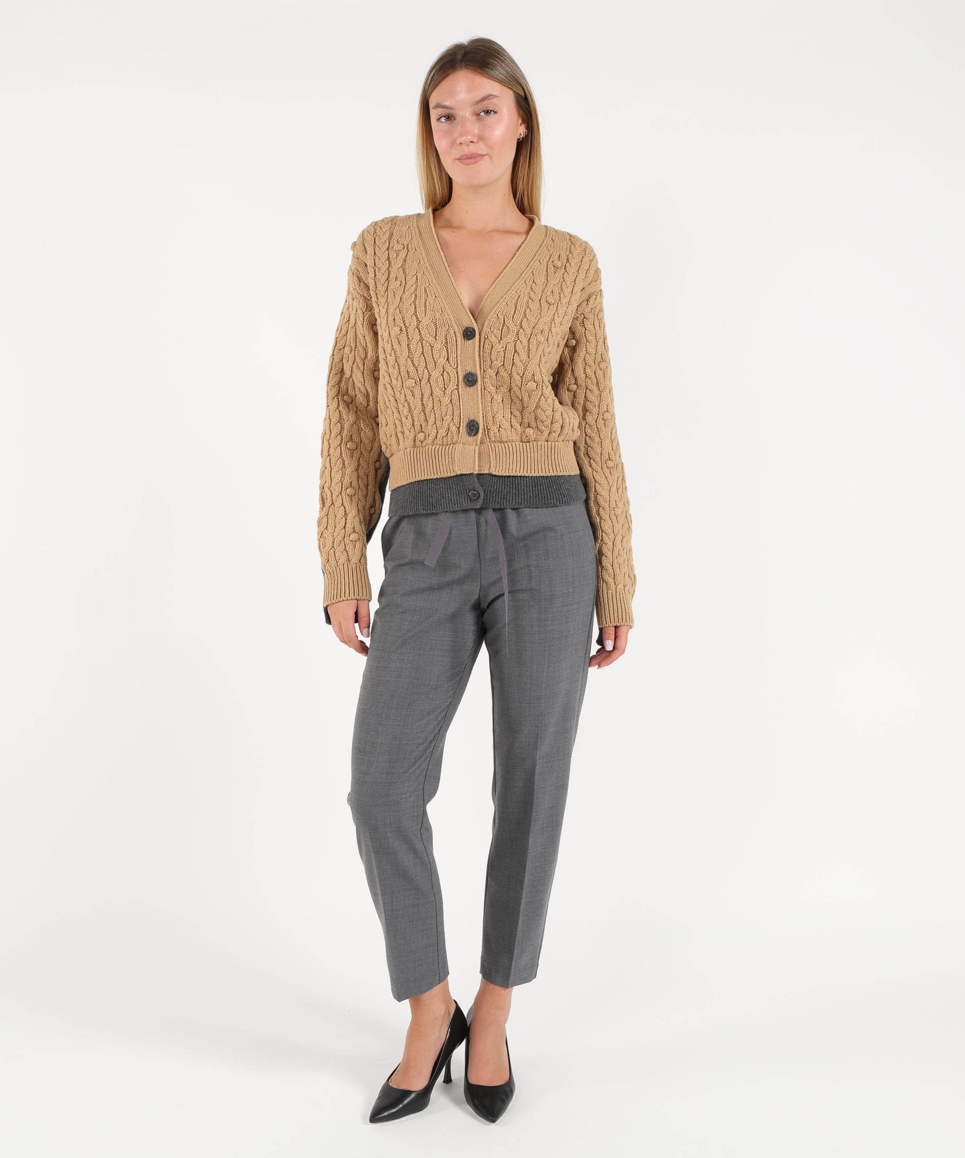 Cardigans SEMICOUTURE Cammello/grigio | SEMICOUTURE