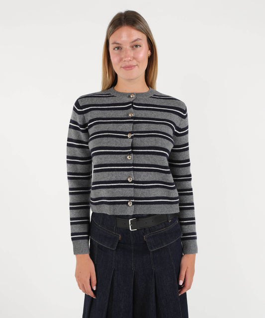Cardigan SEMICOUTURE Cardigan yasmine Grigio/blu/bianco | SEMICOUTURE