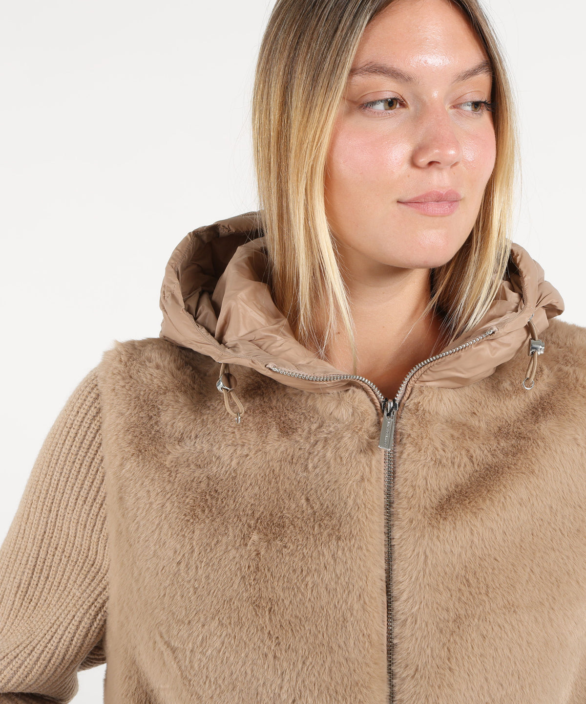 Puffer jackets COLMAR Faux Fur Hybrid Jacket Cammello | COLMAR