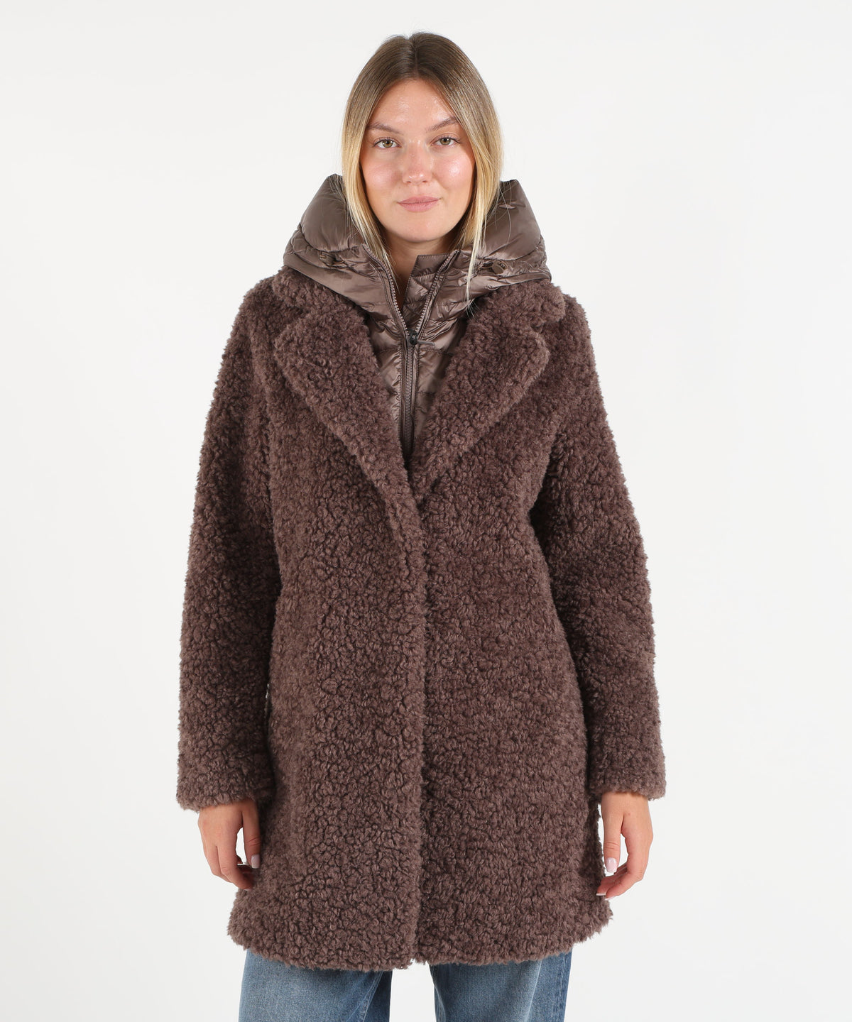 BOMBOOGIE Odessa Overcoat - Cappotto lungo in ecopelliccia effetto agnellino