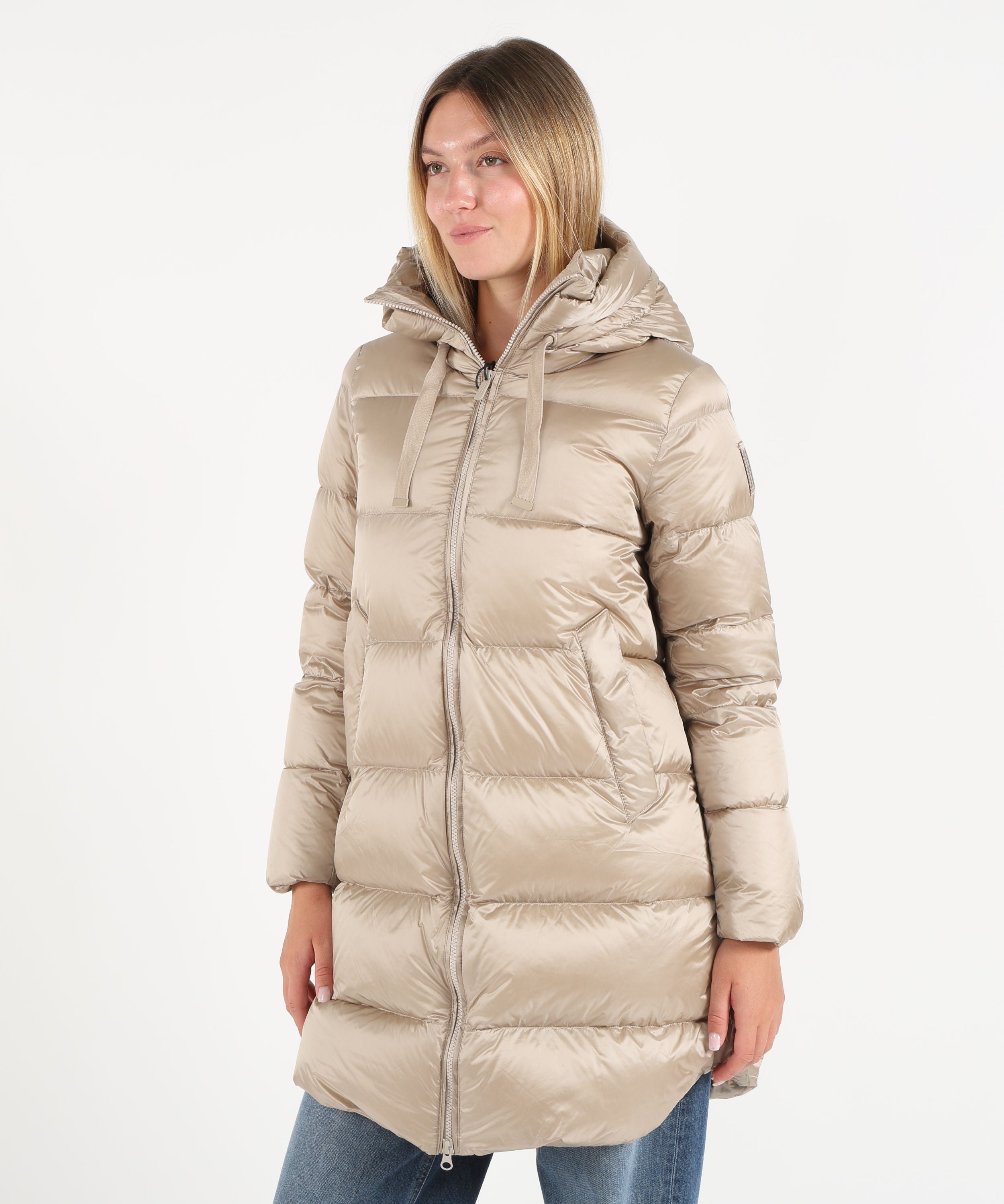 Giacche BOMBOOGIE Geneva Jacket - Piumino lungo donna windproof downproof Perla | BOMBOOGIE