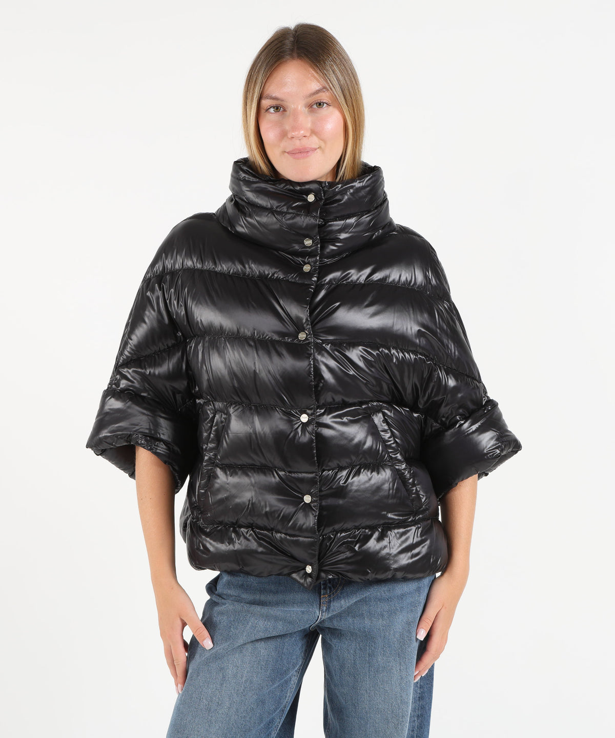 HERNO Three-quarter sleeve puffer jacket