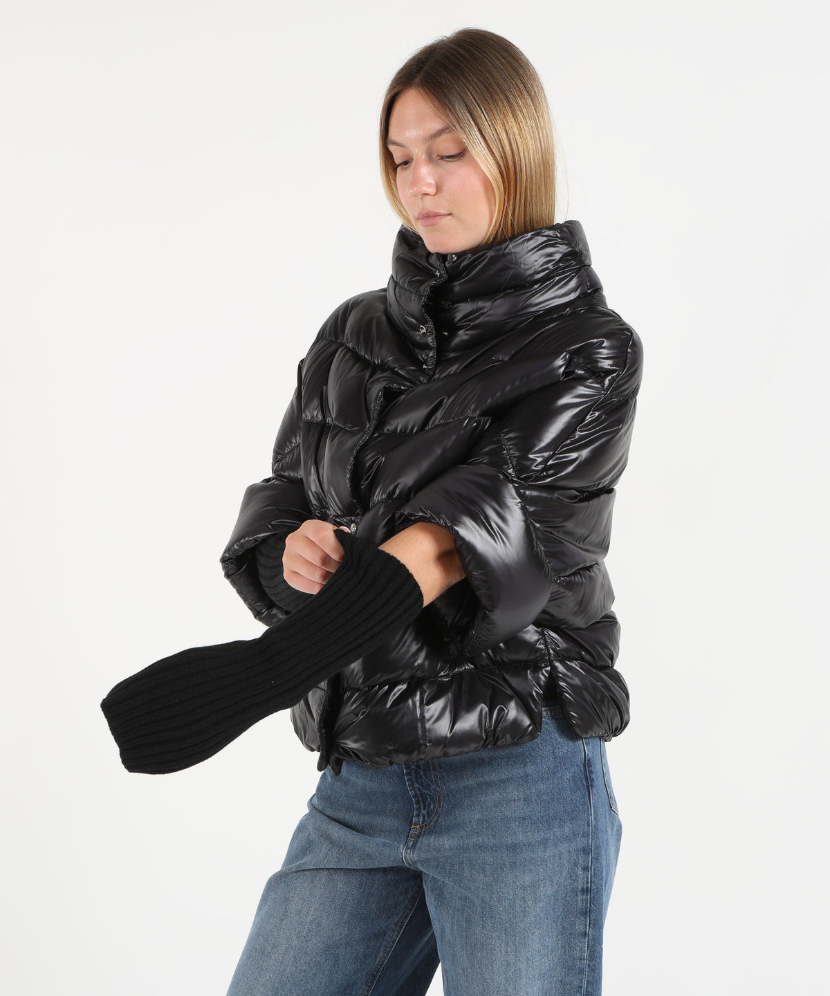 HERNO Three-quarter sleeve puffer jacket