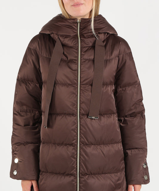 Puffer jackets HERNO Shaped satin down jacket with hood Marrone | HERNO