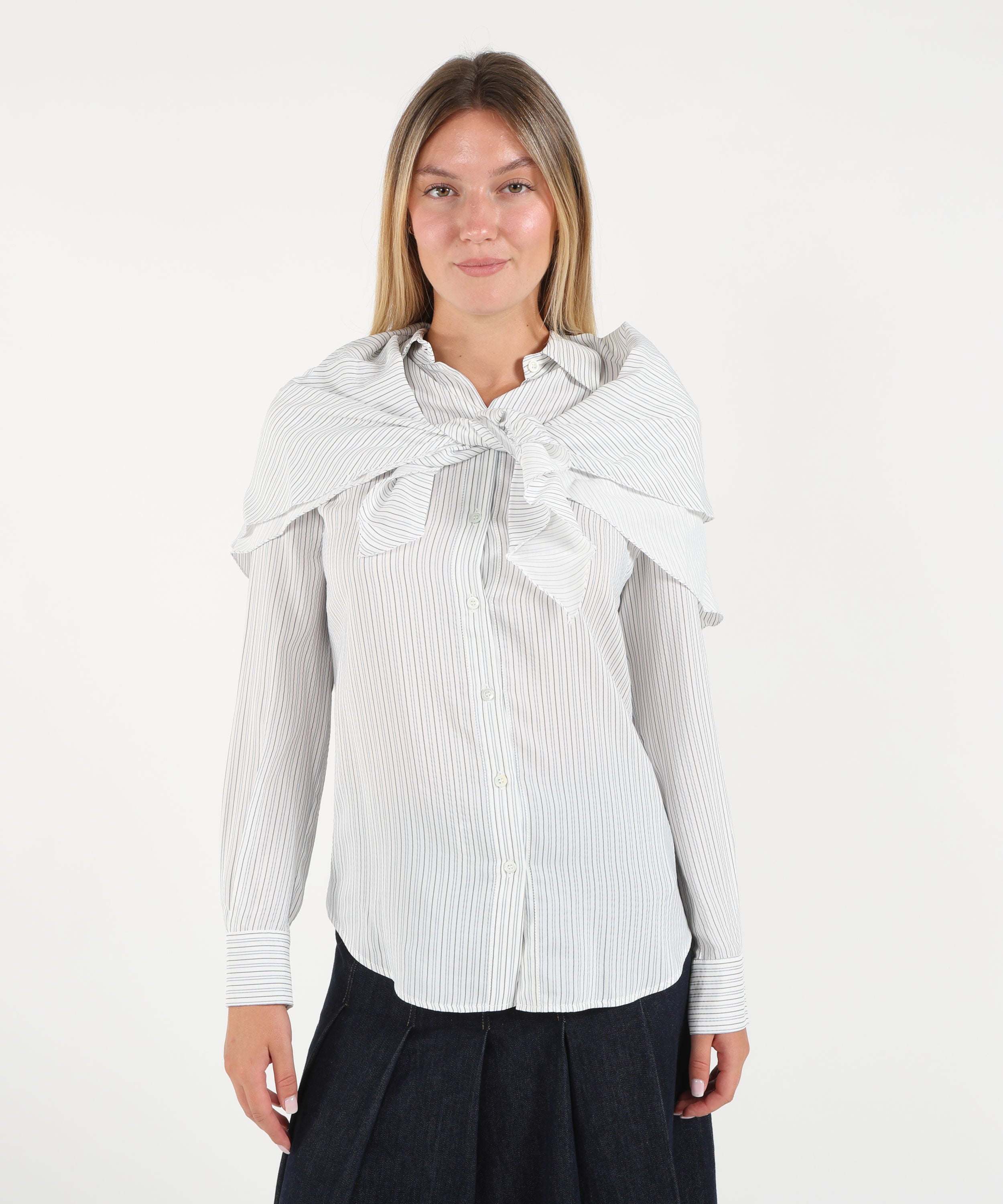 Camicie SEMICOUTURE Camicia bonnie Rigata bianco | SEMICOUTURE