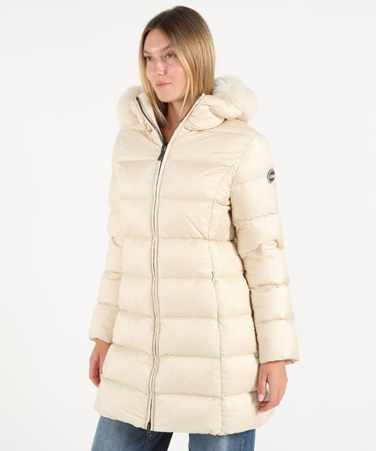 Piumini COLMAR Piumino lungo con pelliccia sintetica Nude | COLMAR