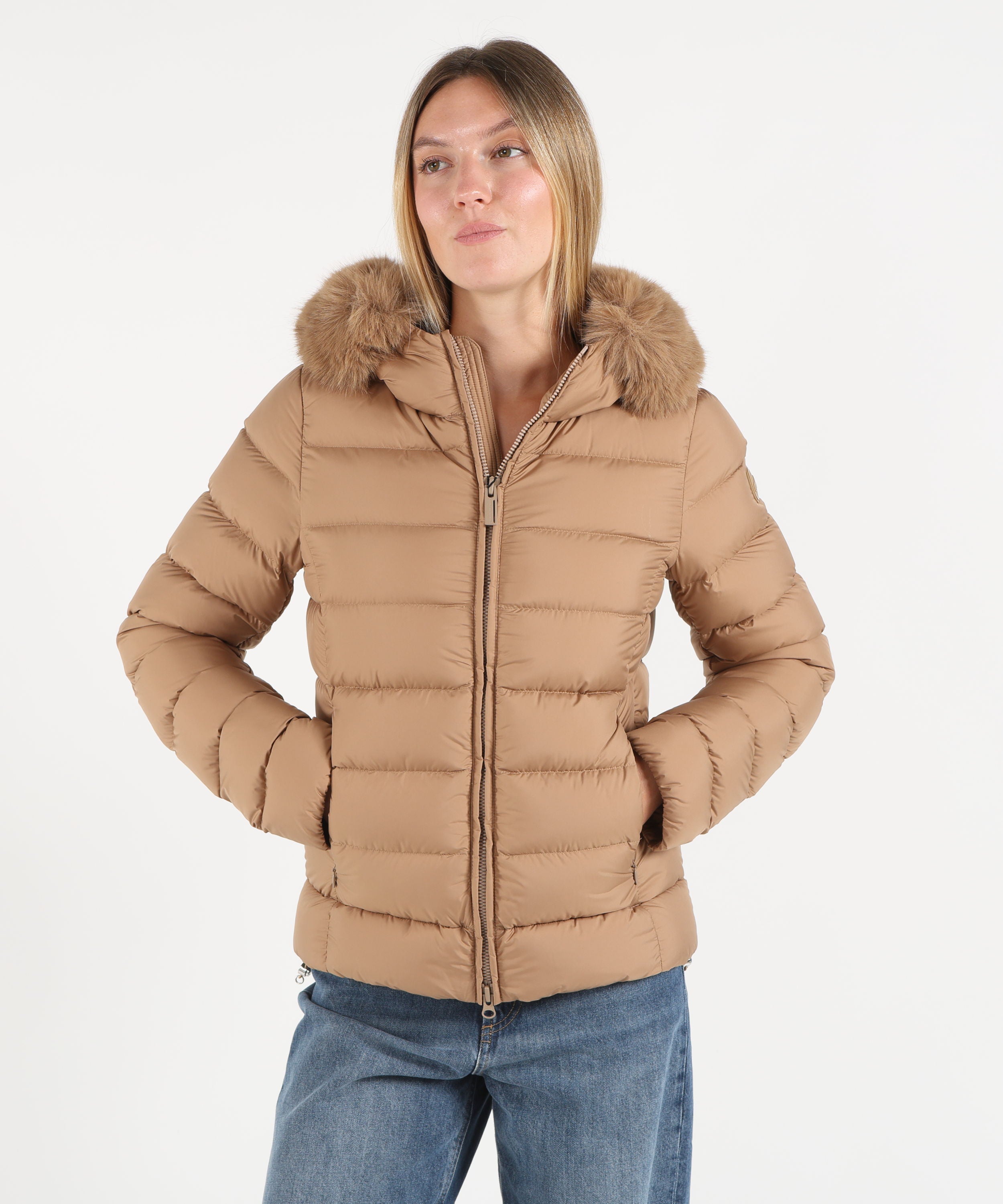 Piumini COLMAR Piumino opaco con pelliccia sintetica Cammello | COLMAR