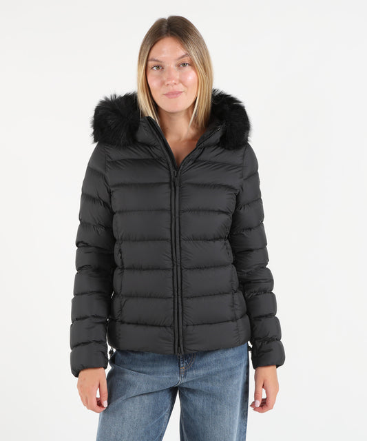 Piumini COLMAR Piumino opaco con pelliccia sintetica Nero | COLMAR