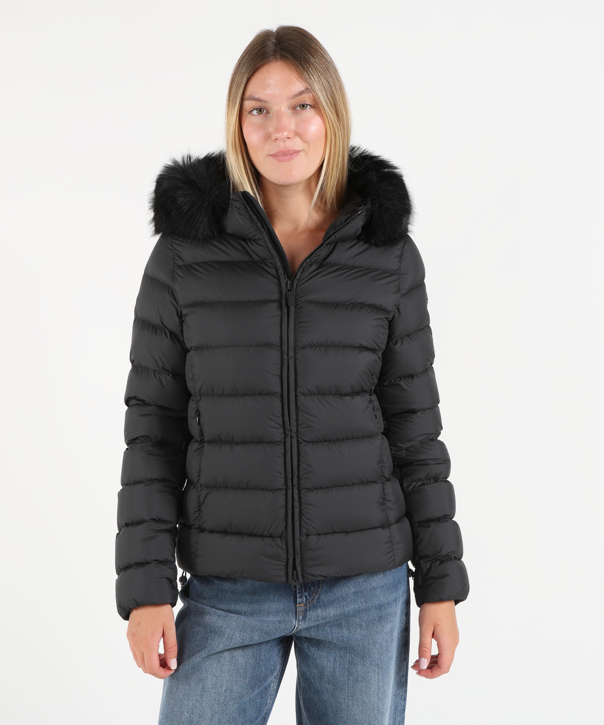 Piumini COLMAR Piumino opaco con pelliccia sintetica Nero | COLMAR
