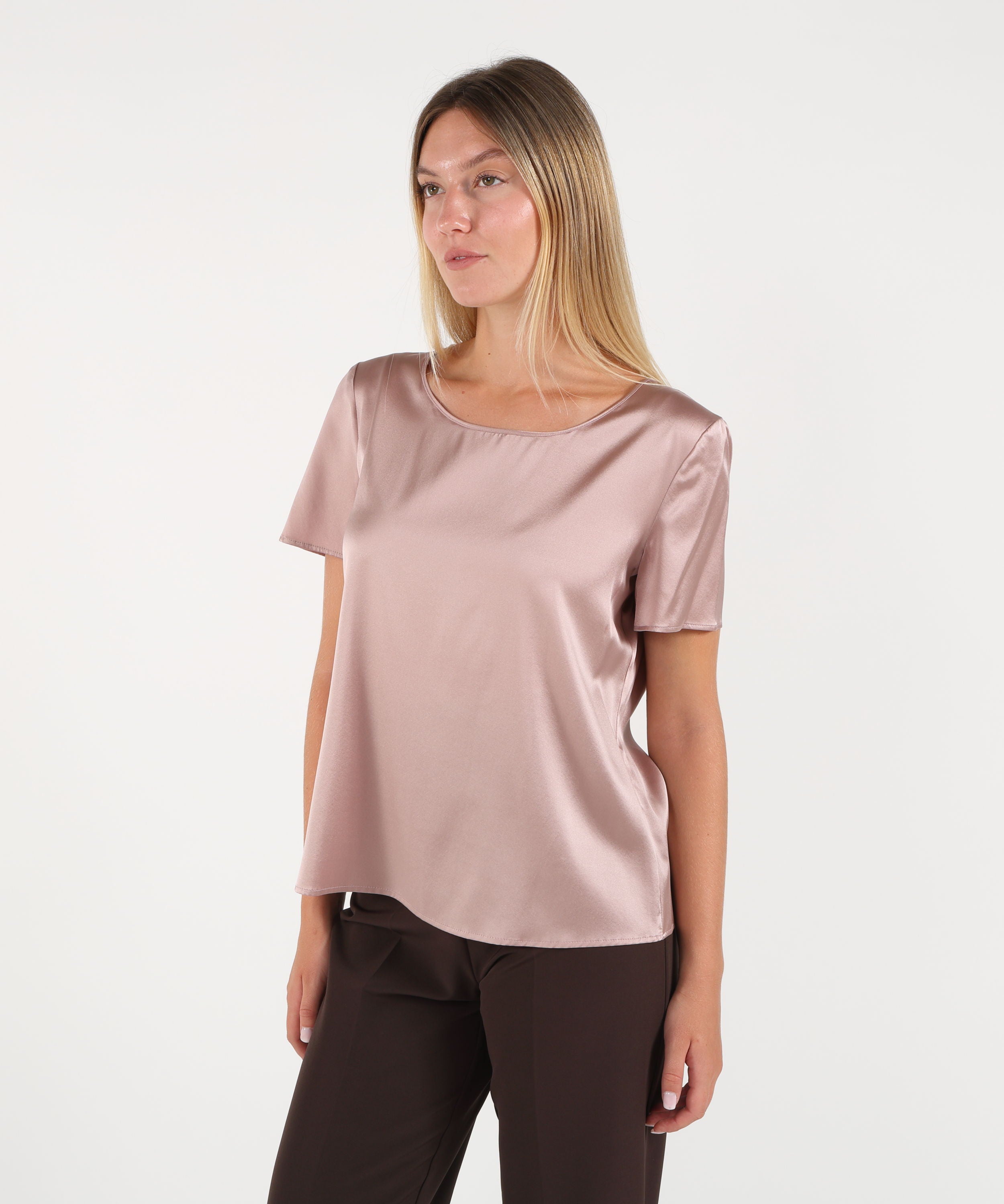 T-shirts PENNYBLACK Stretch silk satin T-shirt Rosa | PENNYBLACK
