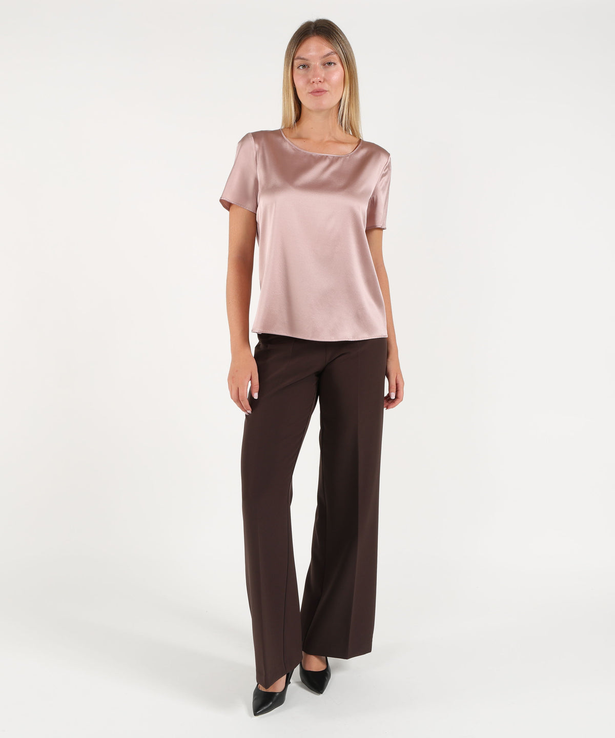 T-shirts PENNYBLACK Stretch silk satin T-shirt Rosa | PENNYBLACK