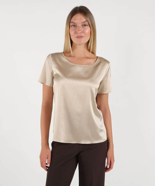 T-shirts PENNYBLACK Stretch silk satin T-shirt Beige | PENNYBLACK