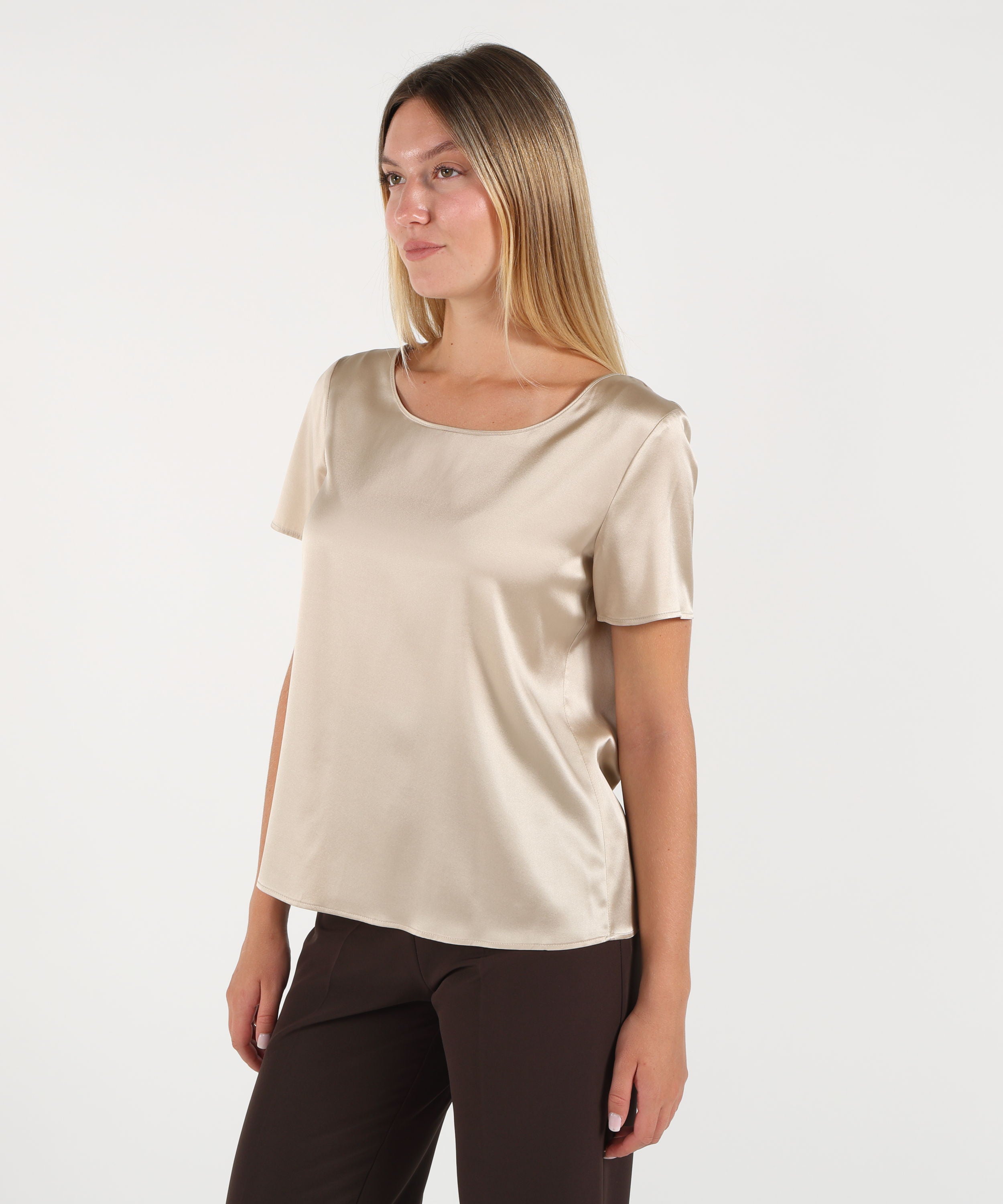T-shirts PENNYBLACK Stretch silk satin T-shirt Beige | PENNYBLACK