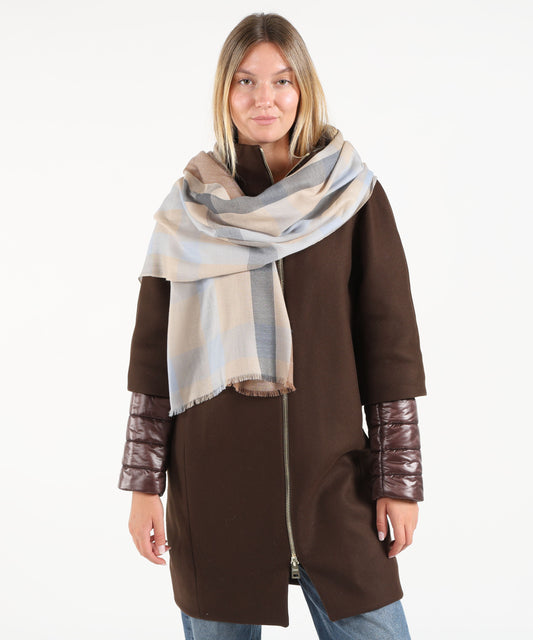 Scarves PENNYBLACK Pure wool gauze stole Azzurro/cammello | PENNYBLACK