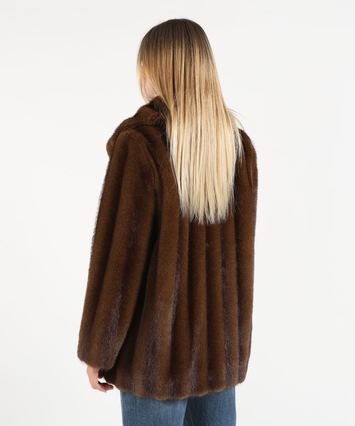 Fur coats MAX MARA studio Long Faux Fur with Mink Effect Marrone | MAX MARA studio