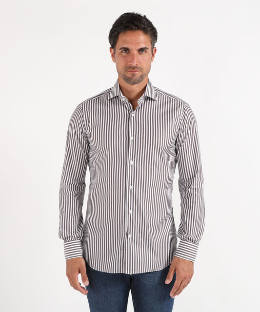 Shirts BARBA Striped Shirt Bianco/marrone | BARBA