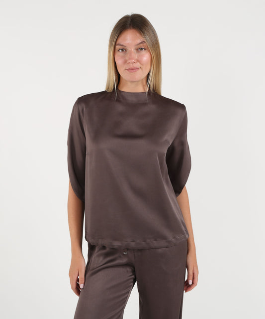 Bluse HERNO TOP RESORT IN RASO Marrone | HERNO