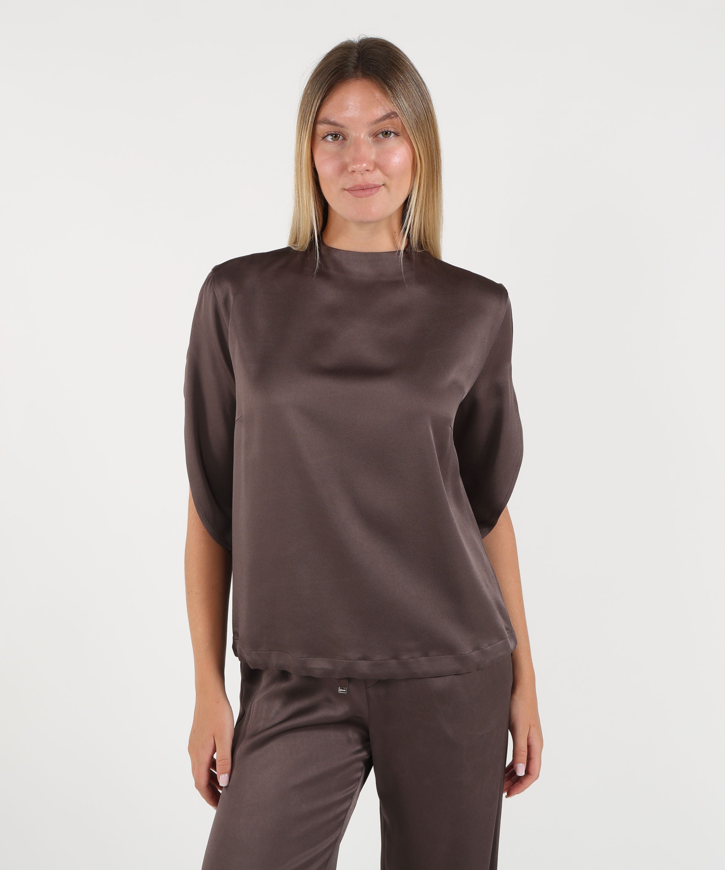Bluse HERNO TOP RESORT IN RASO Marrone | HERNO