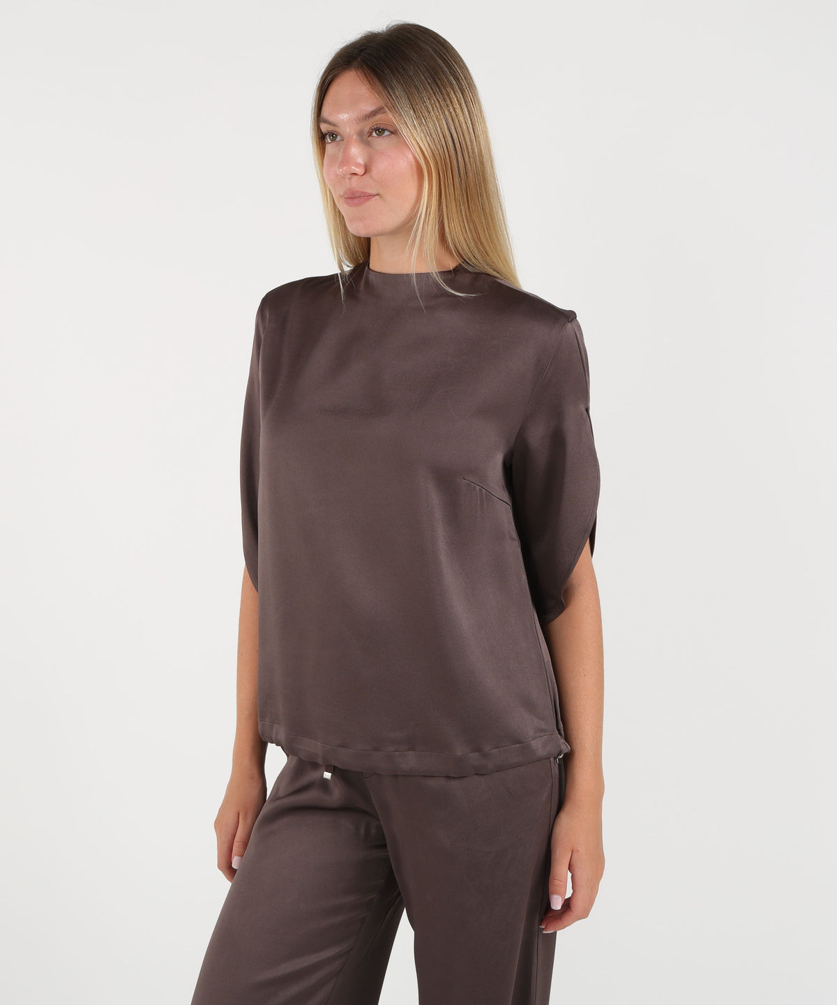 Bluse HERNO TOP RESORT IN RASO Marrone | HERNO