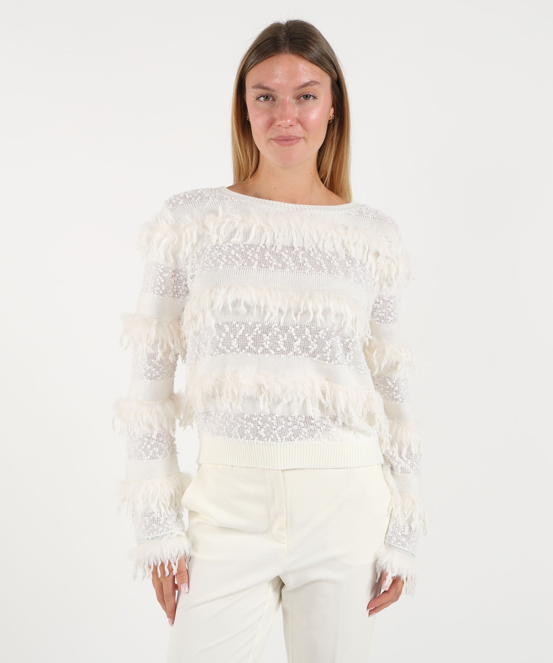 Amosa Maglione Donna con Applicazione di Piume
