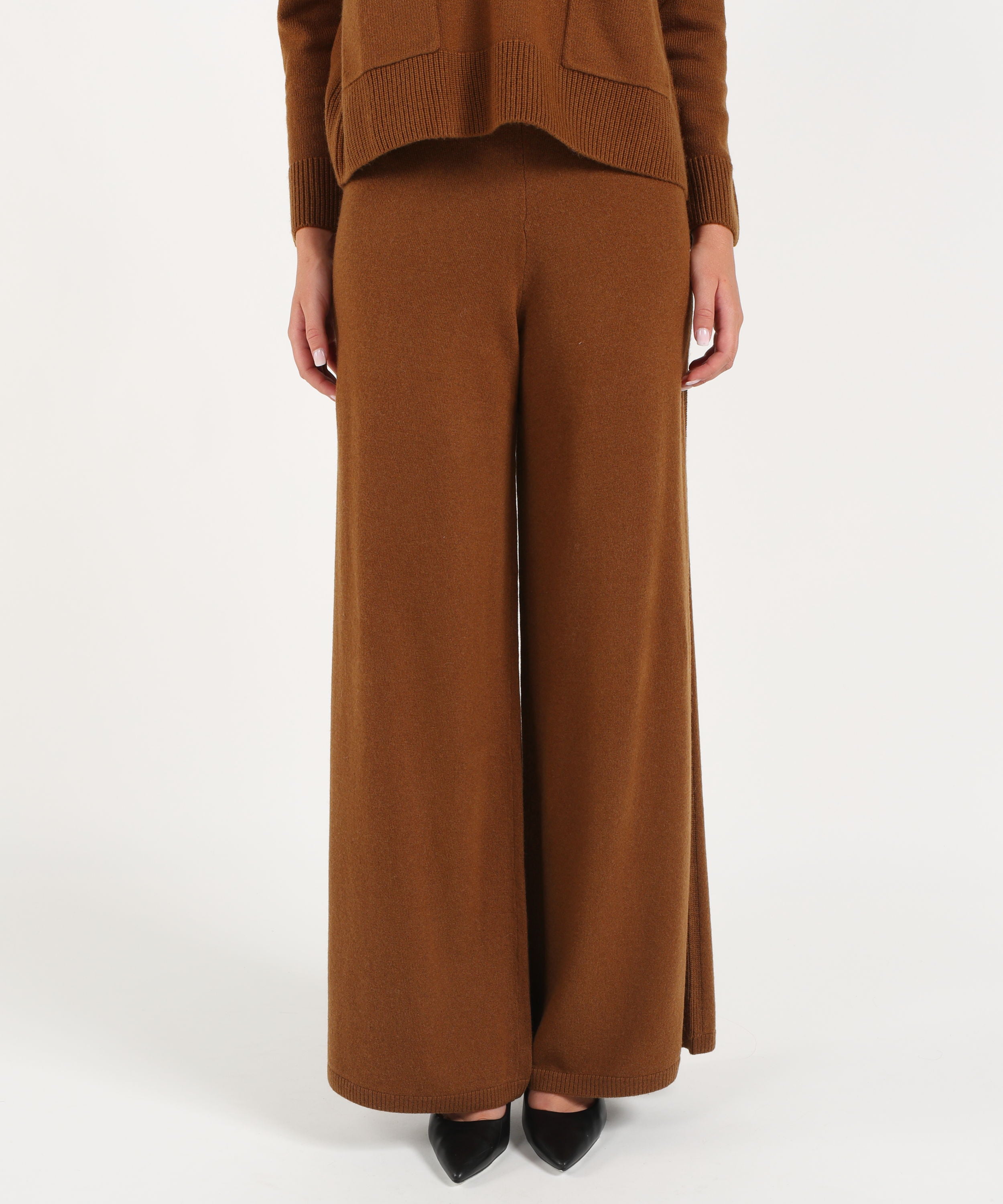 Trousers PENNYBLACK Wide-leg knit trousers Marrone | PENNYBLACK