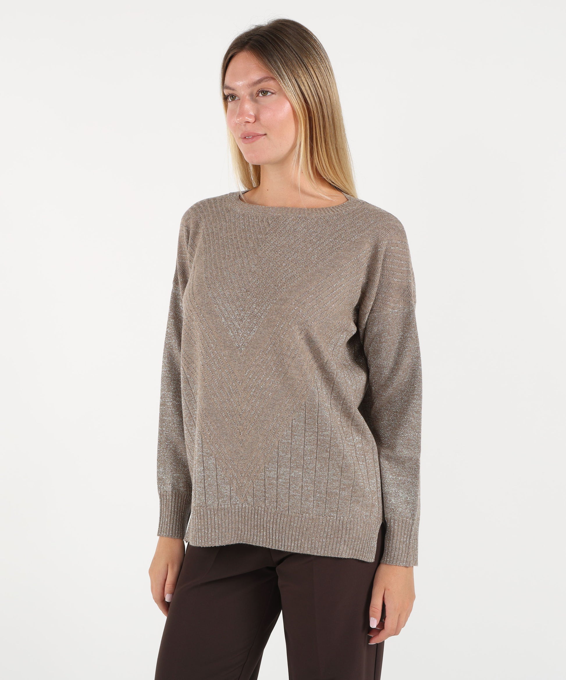 Maglie D.EXTERIOR Maglia lunga in lana Fango | D.EXTERIOR