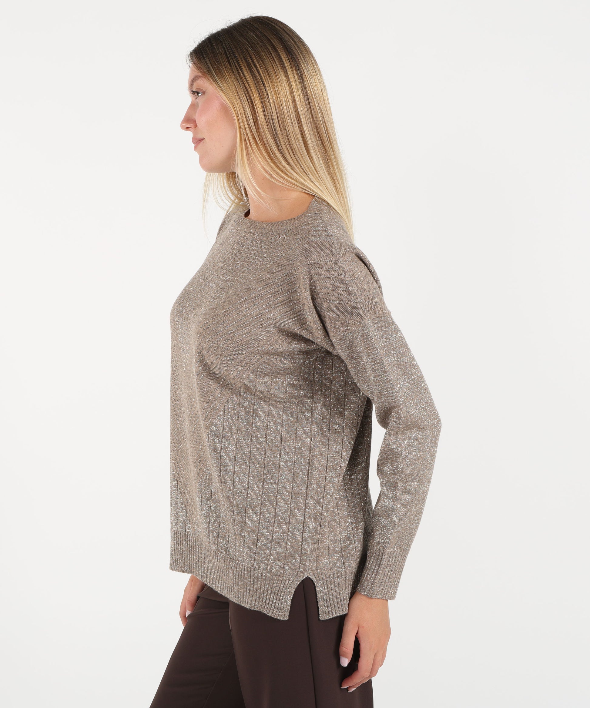 Maglie D.EXTERIOR Maglia lunga in lana Fango | D.EXTERIOR
