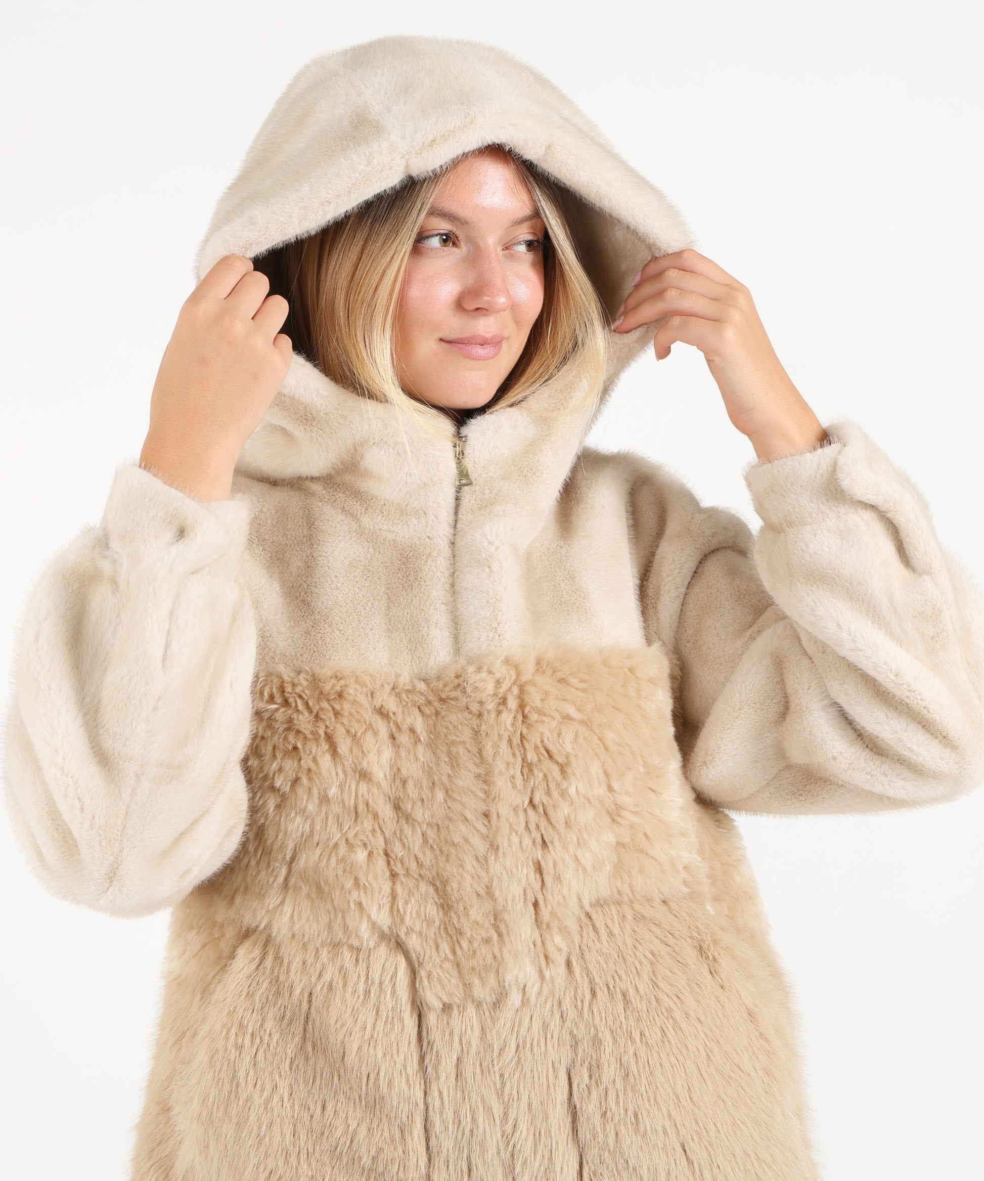 Pellicce BULLY Eco pelliccia con cappuccio Beige | BULLY