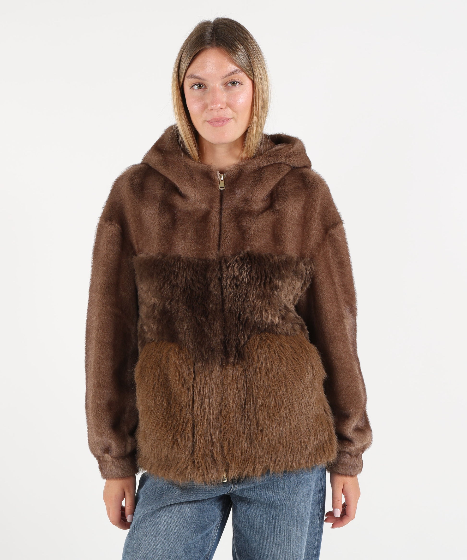 Pellicce BULLY Eco pelliccia con cappuccio Marrone | BULLY