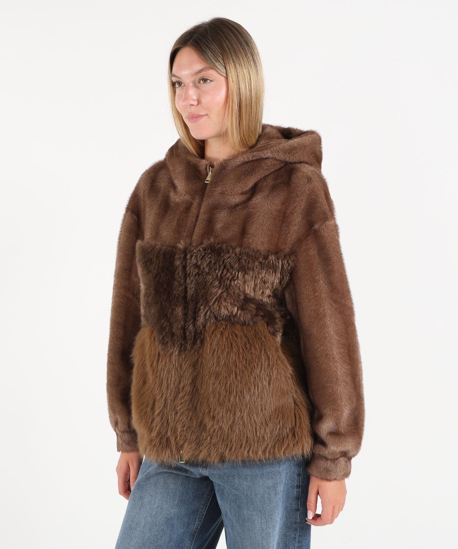 Pellicce BULLY Eco pelliccia con cappuccio Marrone | BULLY