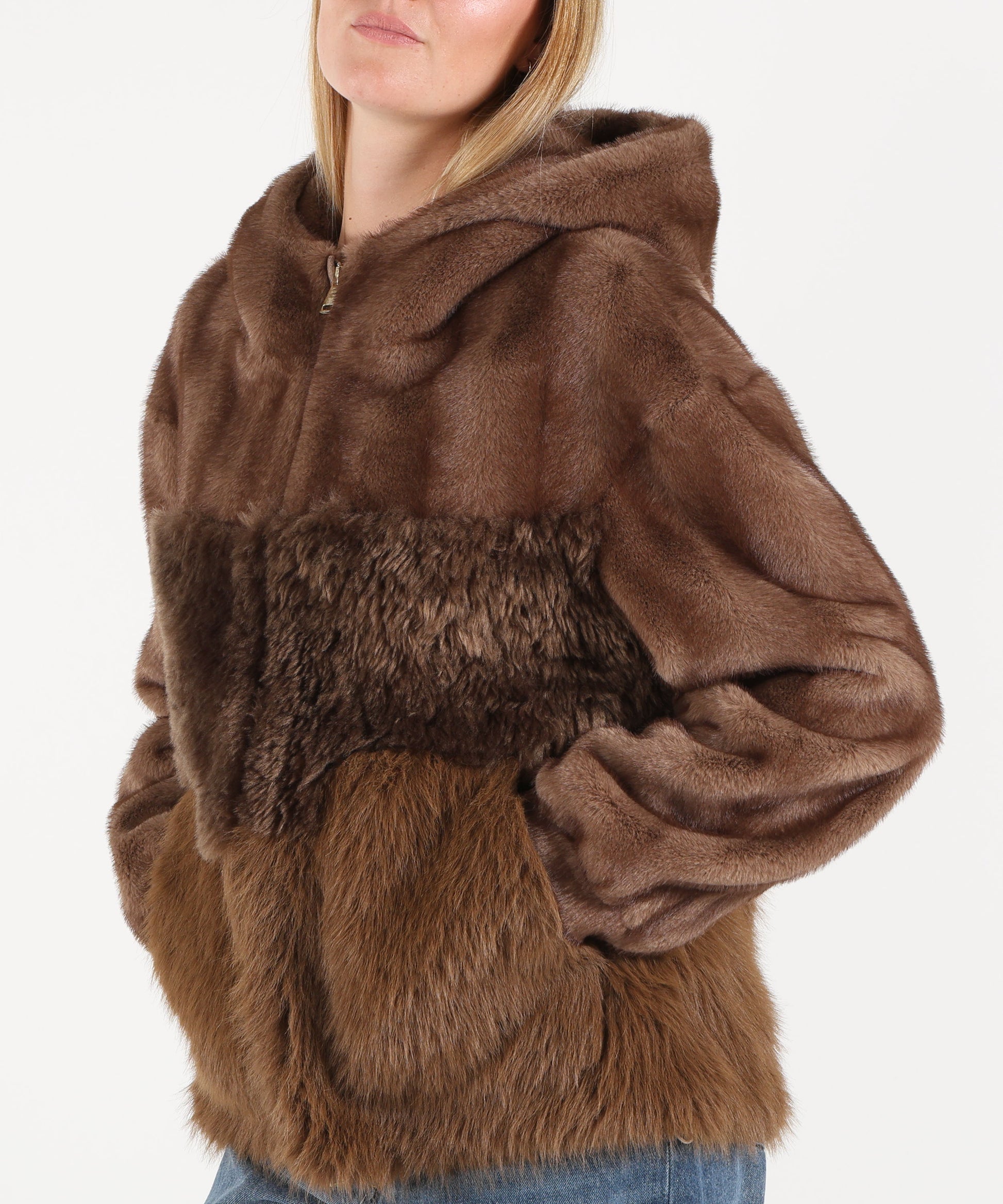Pellicce BULLY Eco pelliccia con cappuccio Marrone | BULLY