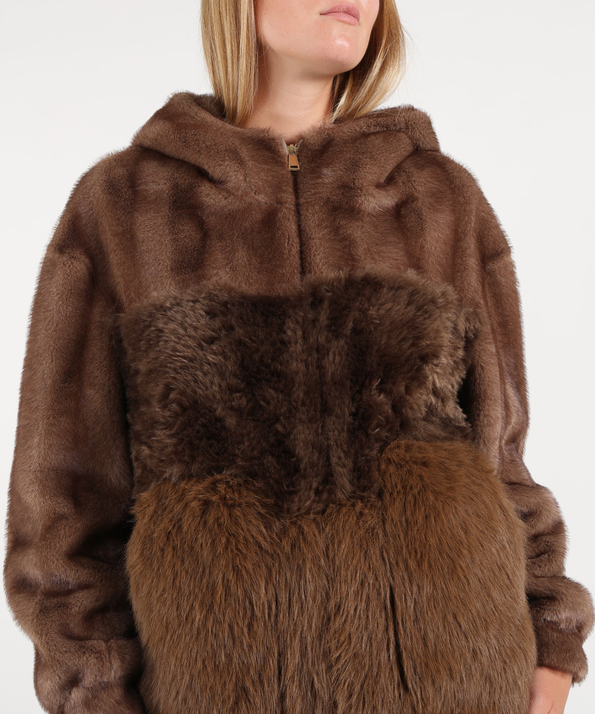 Pellicce BULLY Eco pelliccia con cappuccio Marrone | BULLY