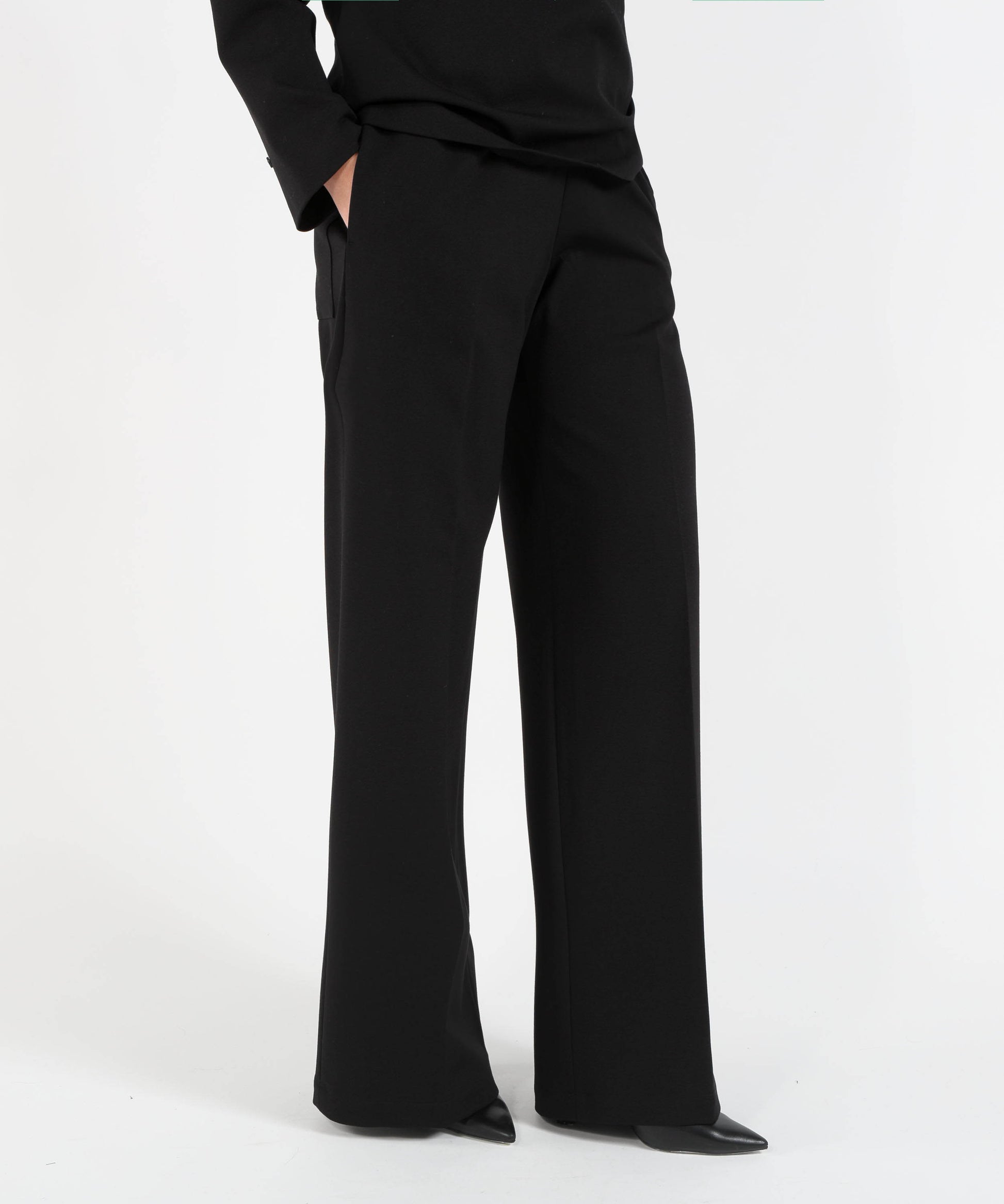 Pantaloni LIVIANA CONTI Pantaloni Wide Leg con Vita Elasticizzata ethan Nero | LIVIANA CONTI