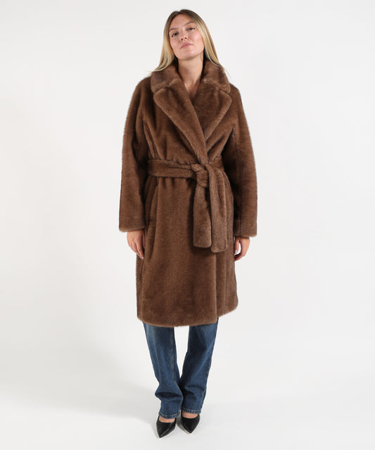 Pellicce 'S MAX MARA Cappotto in eco pelliccia miss Marrone | 'S MAX MARA