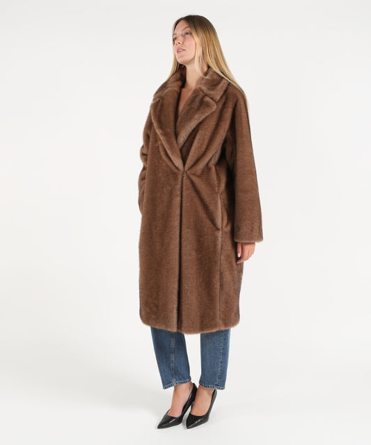 Pellicce 'S MAX MARA Cappotto in eco pelliccia miss Marrone | 'S MAX MARA