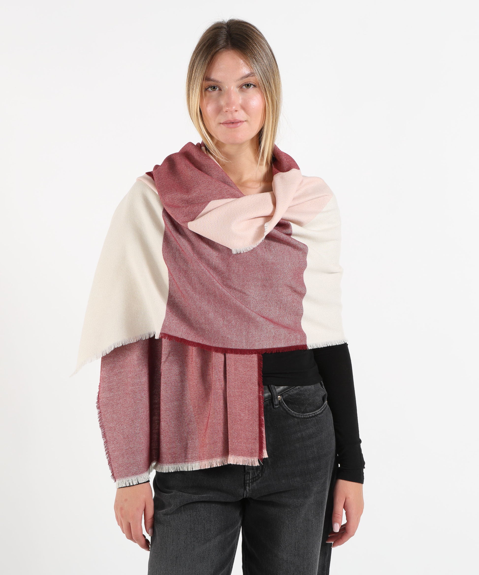 Sciarpe PENNYBLACK Stola color block con lurex Rosa/bordeau | PENNYBLACK
