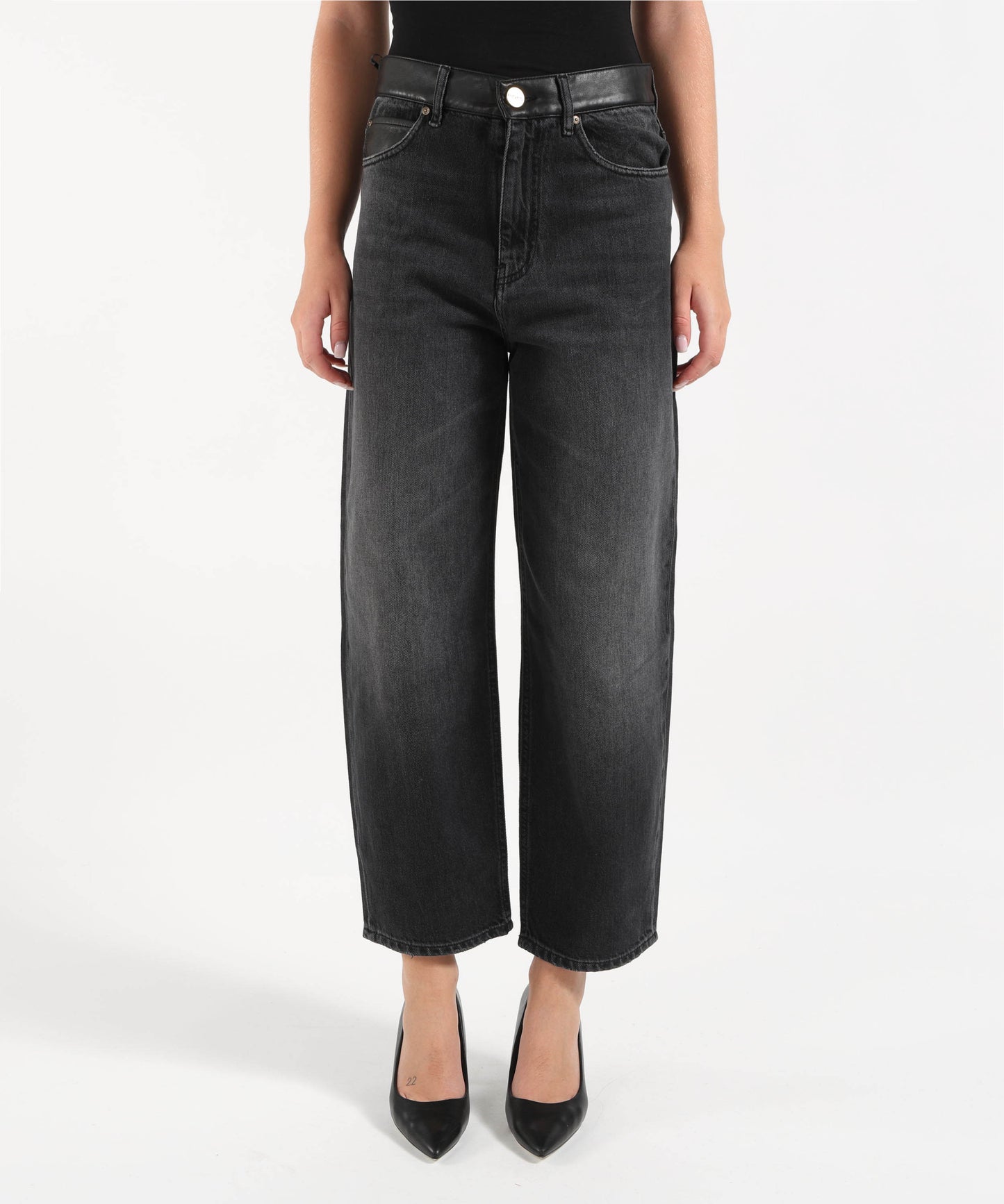 PINKO Jeans balloon fit con inserti effetto pelle