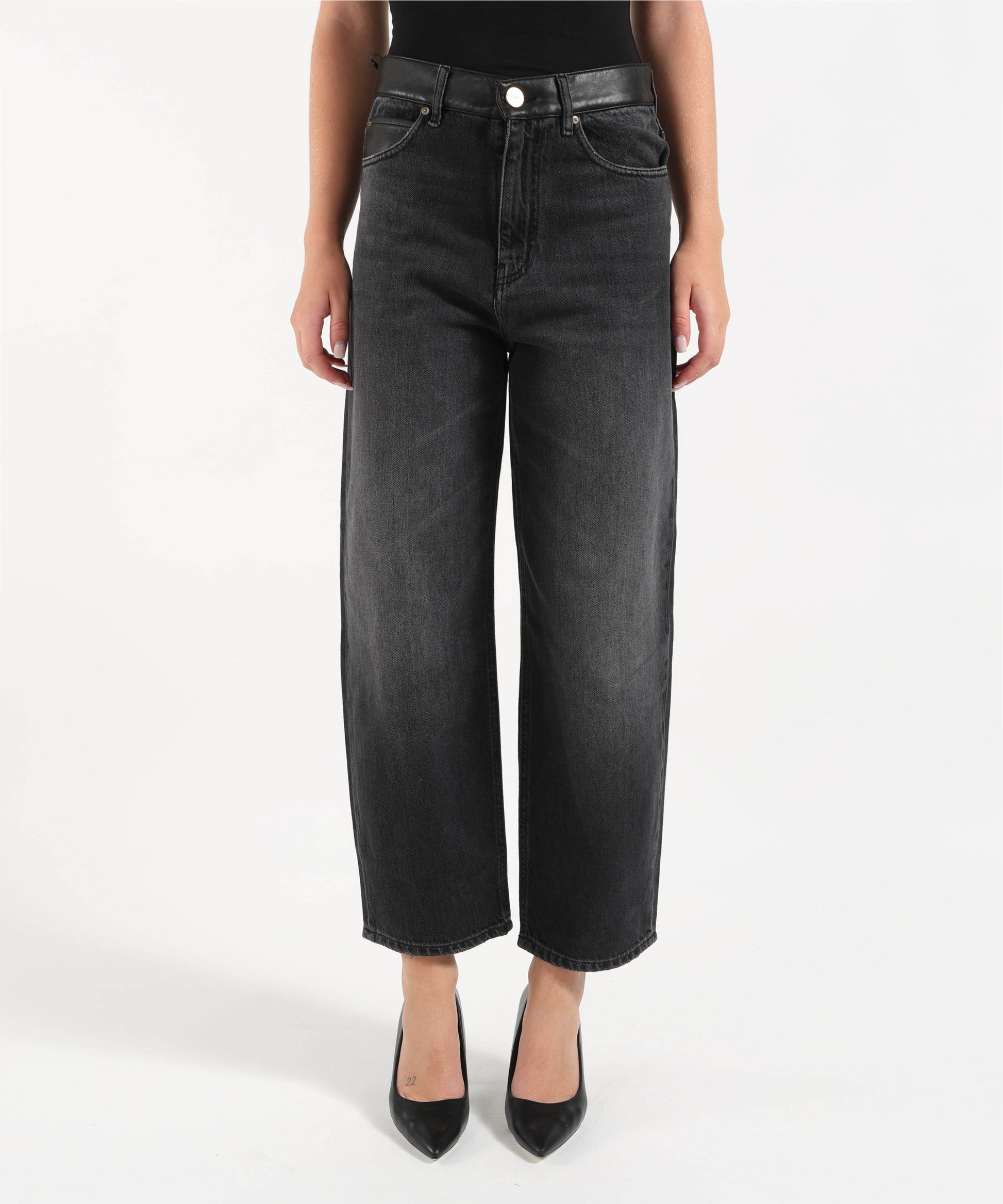 Jeans PINKO Jeans balloon fit con inserti effetto pelle Nero | PINKO