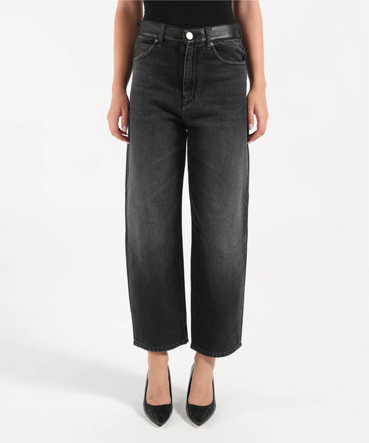 Jeans PINKO Jeans balloon fit con inserti effetto pelle Nero | PINKO